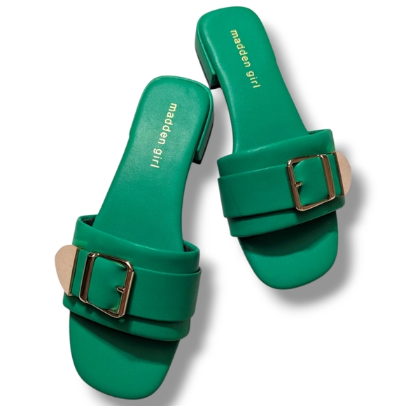 Madden Girl Shoes - Madden Girl Women's Avaa Flat Sandal In Green Paris Sz. 7.5